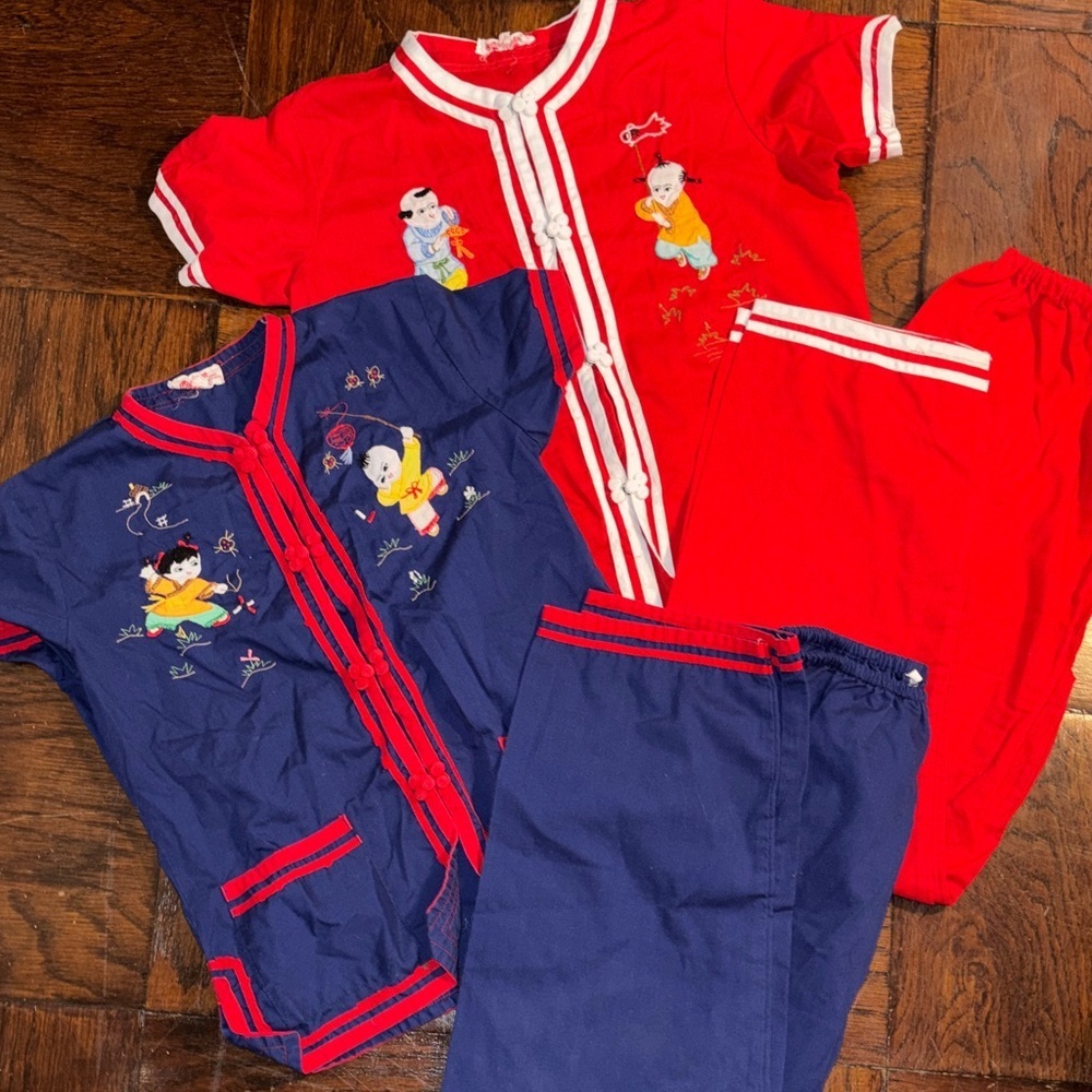 Kids Pajamas Set - Red and Blue